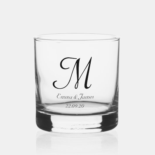 Custom Monogram Script Name Wedding Party Whiskyglas (Vorderseite)