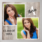 Custom Monogram Senior Portrait Rustic Collage Poster (Vorne)