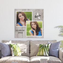 Custom Monogram Senior Portrait Rustic Collage Poster