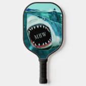 Custom Monogram Shark Illustration Pickleball Schläger (Vorderseite)