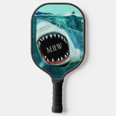 Custom Monogram Shark Illustration Pickleball Schläger (Rückseite)
