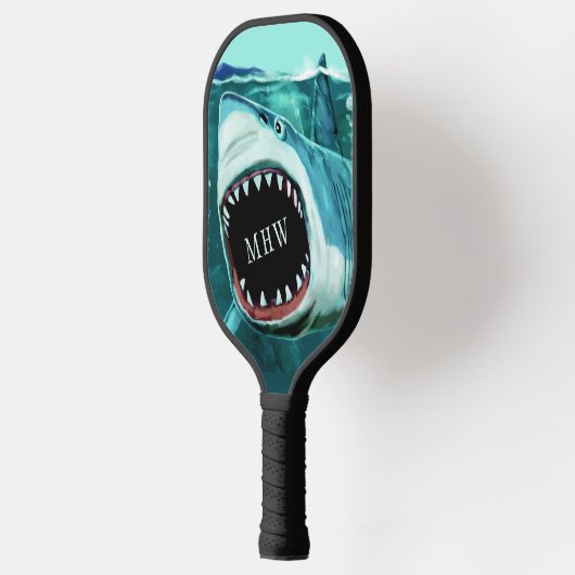 Custom Monogram Shark Illustration Pickleball Schläger (Links)