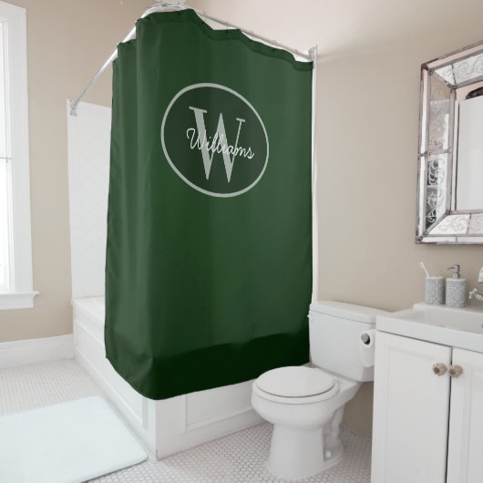 Custom Monogram Shower Vorhang dunkelgrüne Moody (Beispiel)