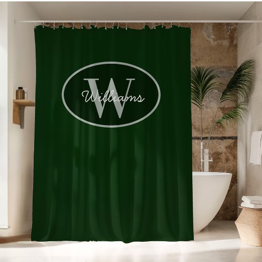 Custom Monogram Shower Vorhang dunkelgrüne Moody