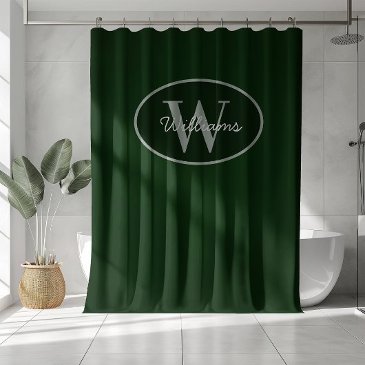 Custom Monogram Shower Vorhang dunkelgrüne Moody