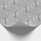 Custom Monogram Silver Glitzer Script Geschenkpapier (Ecke)
