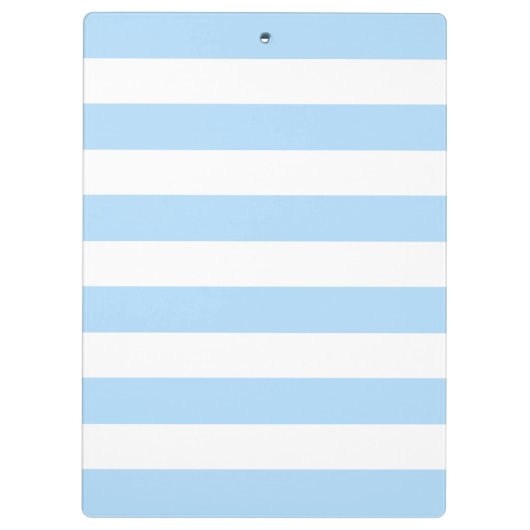 Custom Monogram Sky Blue and Navy Bold Stripes Klemmbrett (Rückseite)