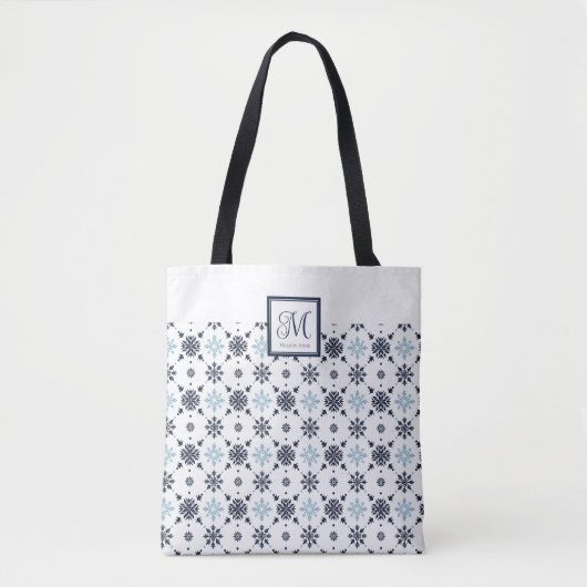 Custom Monogram Snowflake Tasche (Vorderseite)