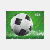 Custom Monogram Soccer Ball Fleecedecke (Vorderseite (Horizontal))
