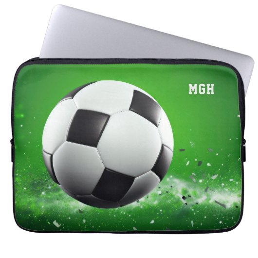 Custom Monogram Soccer Ball Laptopschutzhülle (Vorderseite)