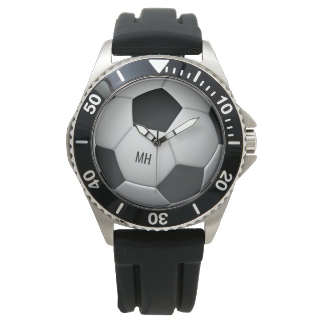 Custom Monogram Soccer Ball Watches Armbanduhr (Vorderseite)