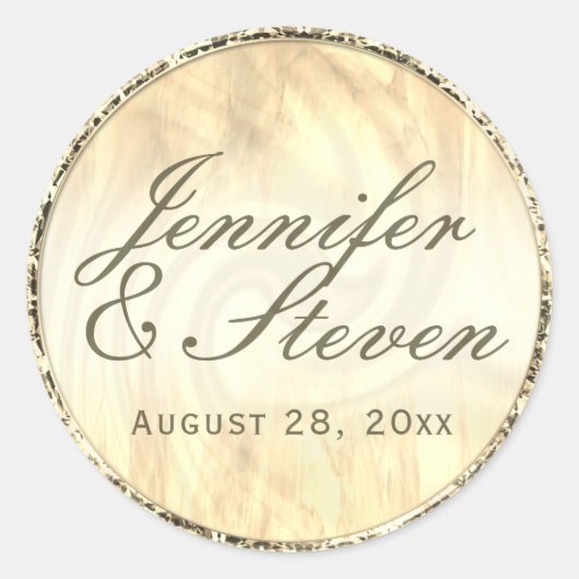 Custom Monogram Soft Gold Siegel Runder Aufkleber (Vorderseite)