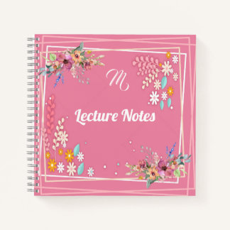 Custom Monogram Soft Pastell Pink Floral Lektion Notizblock