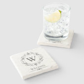 Custom Monogram Steinuntersetzer (Seitenansicht)