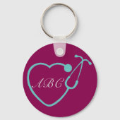 Custom Monogram Stethoscope Key Chain Schlüsselanhänger (Vorderseite)