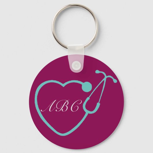 Custom Monogram Stethoscope Key Chain Schlüsselanhänger (Vorderseite)