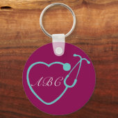 Custom Monogram Stethoscope Key Chain Schlüsselanhänger (Vorderseite)