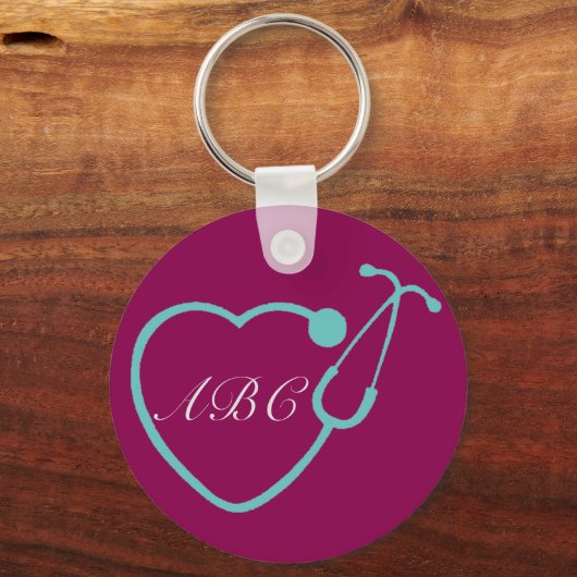 Custom Monogram Stethoscope Key Chain Schlüsselanhänger (Vorderseite)