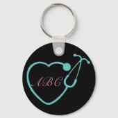 Custom Monogram Stethoscope Key Chain Schlüsselanhänger (Vorderseite)