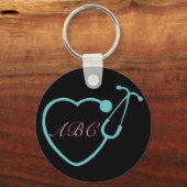 Custom Monogram Stethoscope Key Chain Schlüsselanhänger (Vorderseite)