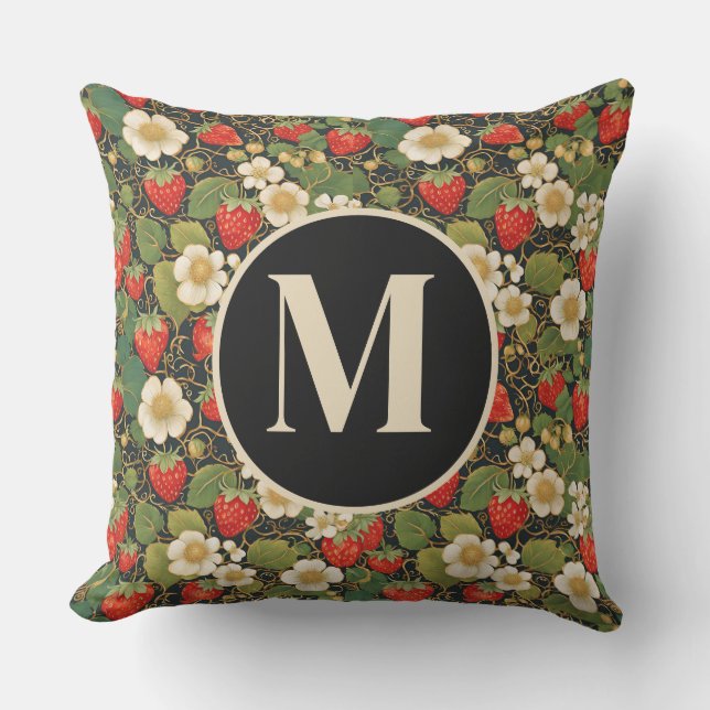 Custom Monogram Strawberry Kissen (Vorderseite)
