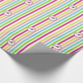 Custom Monogram Striped farbenfrohe rosa Initialen Geschenkpapier (Ecke)