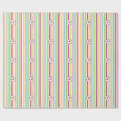 Custom Monogram Striped farbenfrohe rosa Initialen Geschenkpapier (Flach)