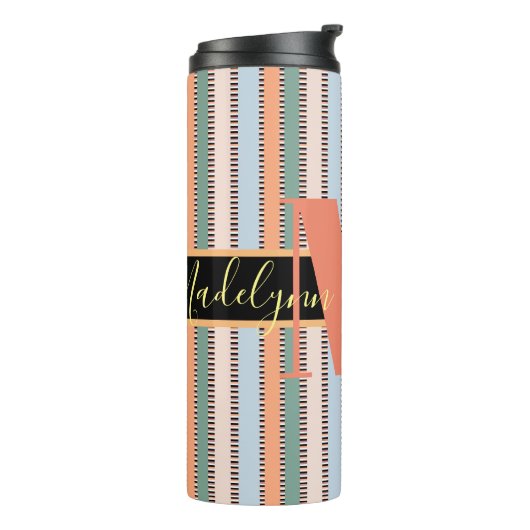 Custom Monogram Striping Wedding Bridesmaid Thermosbecher (Nach links gedreht)