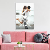 Custom Monogram Stylische Liebe Couple Heart Arrow Leinwanddruck (Insitu (Wohnzimmer))