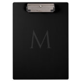 Custom Monogram Stylish Black Professional Klemmbrett (Vorderseite)