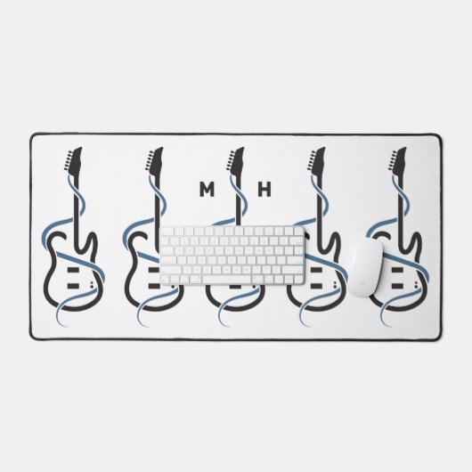 Custom Monogram Stylisierte Gitarre Schreibtischunterlage (Tastatur & Maus)