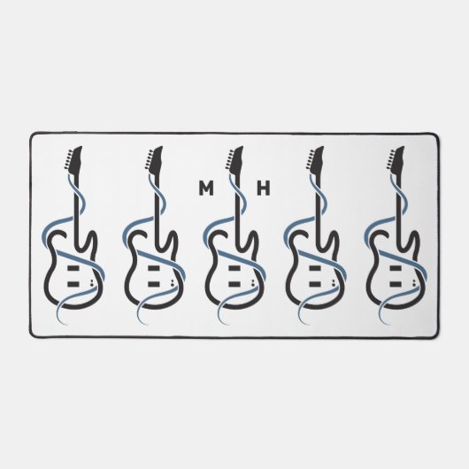 Custom Monogram Stylisierte Gitarre Schreibtischunterlage (Vorderseite)