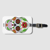 Custom Monogram Sugar Skull Gepäckanhänger (Vorderseite (Horizontal))