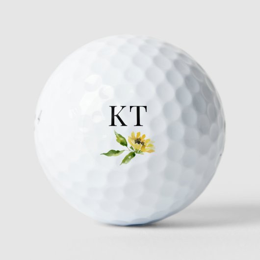 Custom Monogram Sunflower Golfball (Vorderseite)
