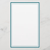 Custom Monogram Teal Blue Border Stationery Briefpapier (Rückseite)