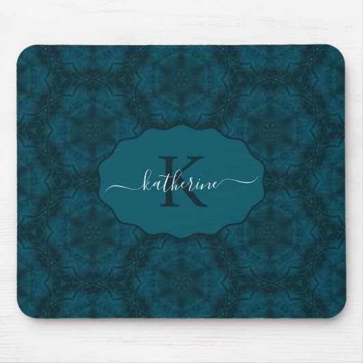 Custom Monogram Teal Navy Blue  Mousepad (Vorne)