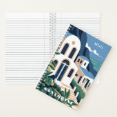 Custom Monogram & Text Santorini Griechenland Notizblock (Innen)