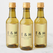 Custom Monogram Text Save the Date Elegant Gold Weinetikett (Flaschen)