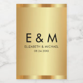 Custom Monogram Text Save the Date Elegant Gold Weinetikett (Einzelnes Label)