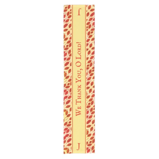 Custom Monogram Thanksgiving FALL AUTUMN LEAVES Kurzer Tischläufer (Vorderseite)