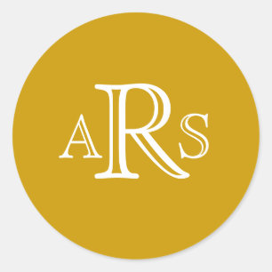 Custom Monogram Three Letter Gold Wedding Siegel Runder Aufkleber