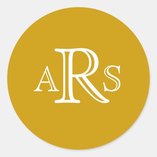 Custom Monogram Three Letter Gold Wedding Siegel Runder Aufkleber (Vorderseite)