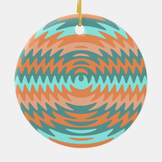 Custom Monogram Tribal Coral Aqua Ripples Waves Keramikornament (Hinten)