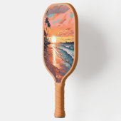 Custom Monogram Tropical Beach Sunset Pickleball Schläger (Links)