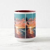 Custom Monogram Tropical Beach Sunset Tasse (Zentrum)