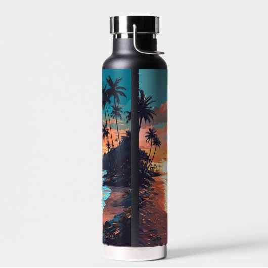 Custom Monogram Tropical Beach Sunset Trinkflasche (Links)
