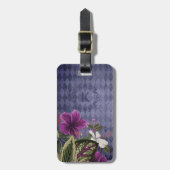 Custom Monogram Tropical Floral Gepäckanhänger (Vorderseite vertikal)