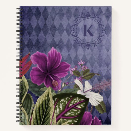 Custom Monogram Tropical Floral Notizblock (Vorderseite)