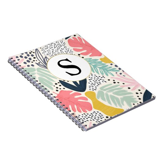 Custom Monogram Tropical Pattern Notebook Notizblock (Rechte Seite)
