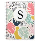 Custom Monogram Tropical Pattern Notebook Notizblock (Vorderseite)